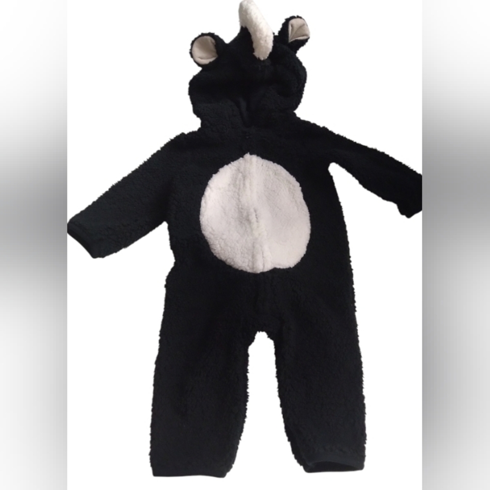Carter's Baby Black and White Plush  Warm Skunk Romper Size 6m
